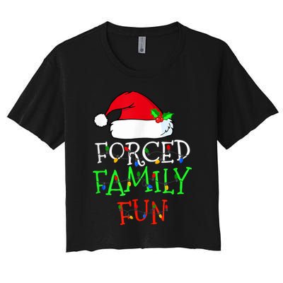 Forced Family Fun Sarcastic Christmas Pajama Family Funny Crop Top