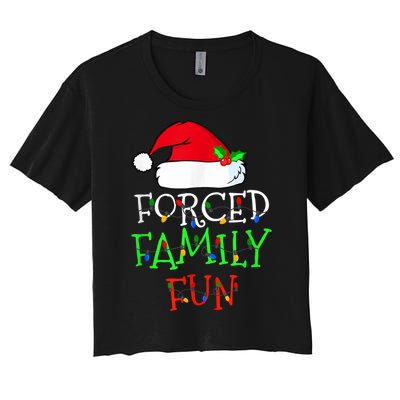 Forced Family Fun Sarcastic Christmas Pajama Family Funny Women's Crop Top Tee