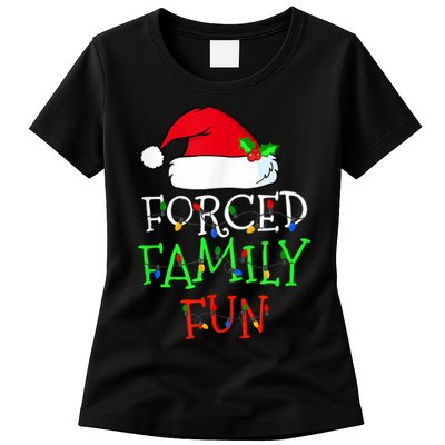 Forced Family Fun Sarcastic Christmas Pajama Family Funny Womens T-Shirt