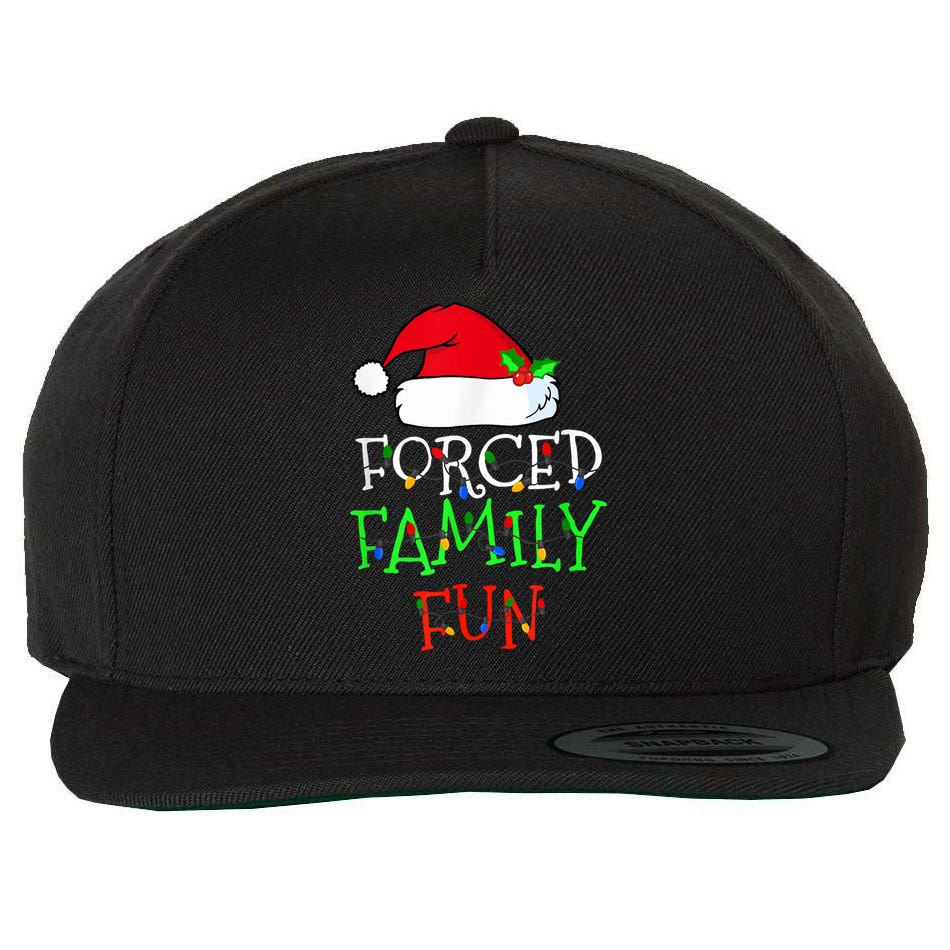 Forced Family Fun Sarcastic Christmas Pajama Family Funny Wool Snapback Cap