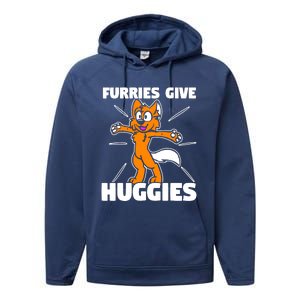 Furry Fandom Furries Give Hugs Performance Fleece Hoodie