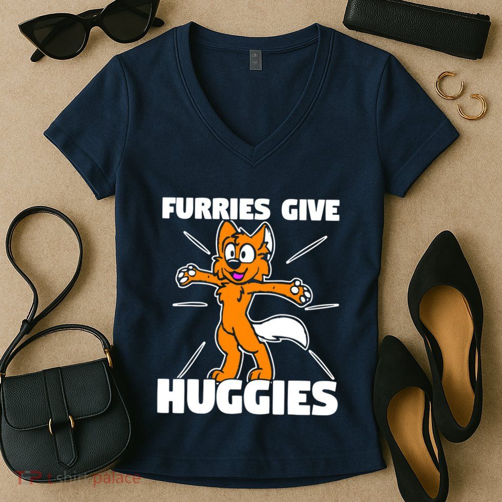 Furry Fandom Furries Give Hugs Women's V-Neck T-Shirt