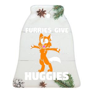 Furry Fandom Furries Give Hugs Ceramic Bell Ornament