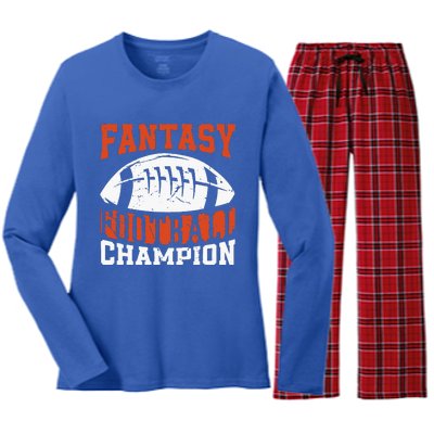 Funny Fantasy Football Player Fantasy Football Champion Women's Long Sleeve Flannel Pajama Set 