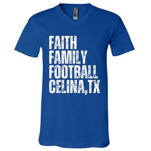 Faith Family Football Celina Texas Bobcats V-Neck T-Shirt