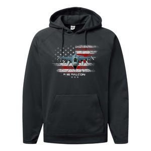 F16 Fighting Falcon Military Jet Aircraft Pilot Veteran Performance Fleece Hoodie