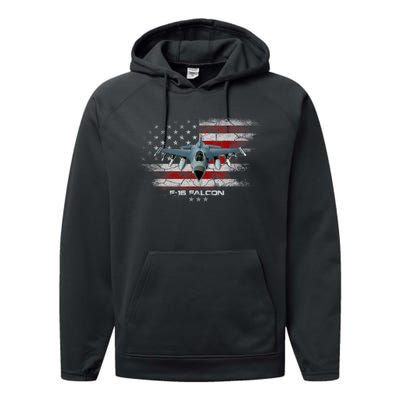 F16 Fighting Falcon Military Jet Aircraft Pilot Veteran Performance Fleece Hoodie