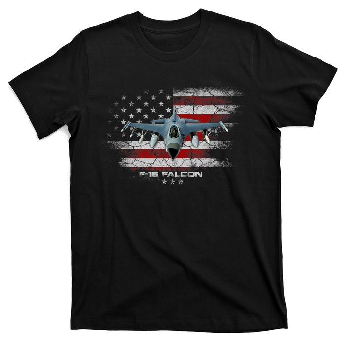 F16 Fighting Falcon Military Jet Aircraft Pilot Veteran T-Shirt