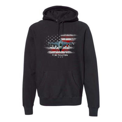 F16 Fighting Falcon Military Jet Aircraft Pilot Veteran Premium Hoodie