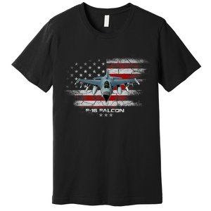 F16 Fighting Falcon Military Jet Aircraft Pilot Veteran Premium T-Shirt