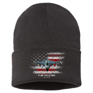 F16 Fighting Falcon Military Jet Aircraft Pilot Veteran Sustainable Knit Beanie