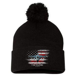 F16 Fighting Falcon Military Jet Aircraft Pilot Veteran Pom Pom 12in Knit Beanie