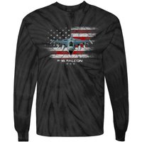 F16 Fighting Falcon Military Jet Aircraft Pilot Veteran Tie-Dye Long Sleeve Shirt