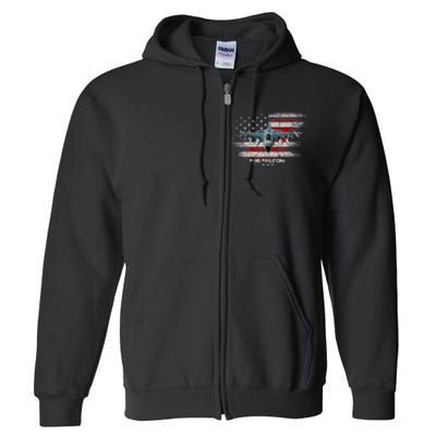 F16 Fighting Falcon Military Jet Aircraft Pilot Veteran Full Zip Hoodie