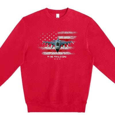 F16 Fighting Falcon Military Jet Aircraft Pilot Veteran Premium Crewneck Sweatshirt