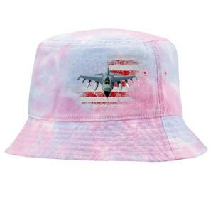 F16 Fighting Falcon Military Jet Aircraft Pilot Veteran Tie-Dyed Bucket Hat