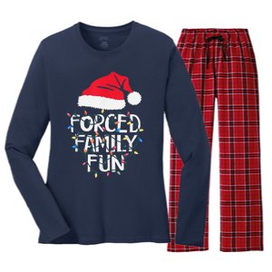 Forced Family Fun Sarcastic Christmas Funny Women's Long Sleeve Flannel Pajama Set 