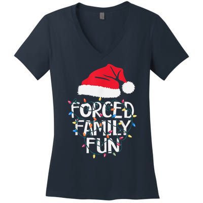 Forced Family Fun Sarcastic Christmas Funny Women's V-Neck T-Shirt