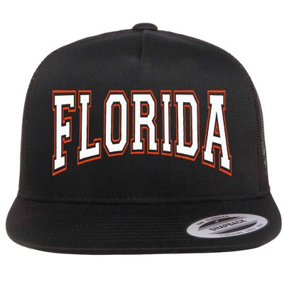 funny Florida FL United States Font  Flat Bill Trucker Hat