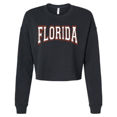 funny Florida FL United States Font  Cropped Pullover Crew