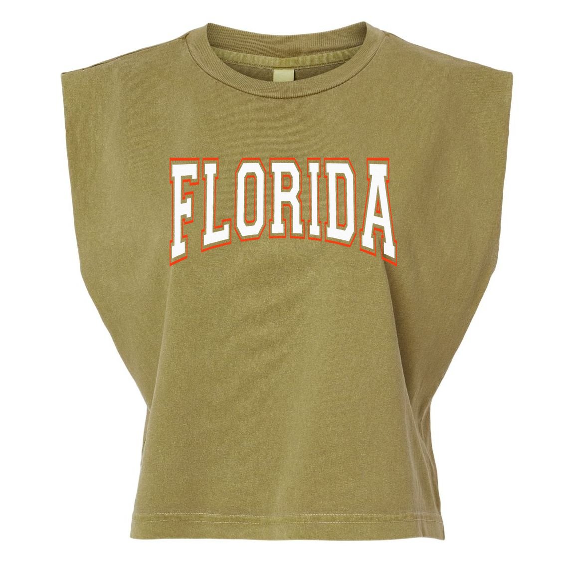 funny Florida FL United States Font  Garment-Dyed Women's Muscle Tee
