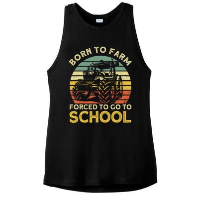 Funny Farming Farmers Born To Farm Forced To Go To School Ladies PosiCharge Tri-Blend Wicking Tank