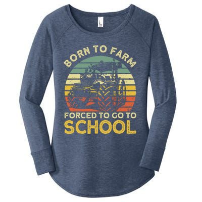 Funny Farming Farmers Born To Farm Forced To Go To School Women's Perfect Tri Tunic Long Sleeve Shirt