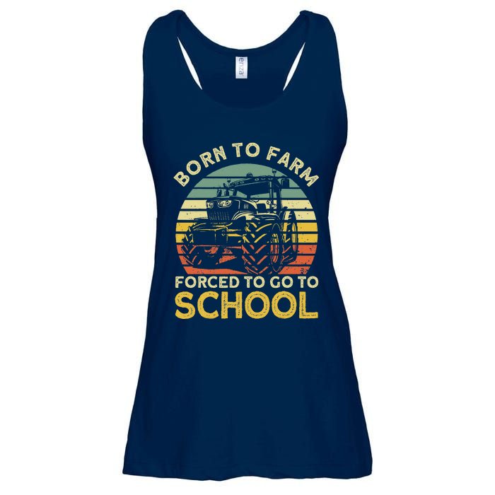 Funny Farming Farmers Born To Farm Forced To Go To School Ladies Essential Flowy Tank