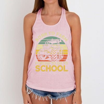 Funny Farming Farmers Born To Farm Forced To Go To School Women's Knotted Racerback Tank