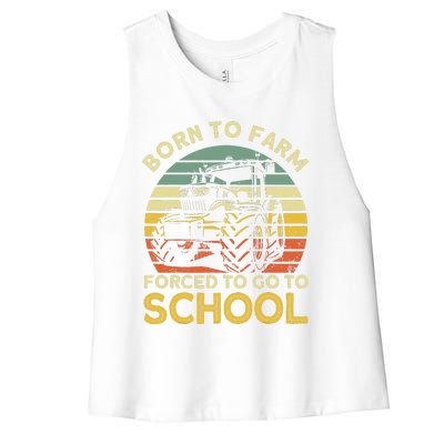 Funny Farming Farmers Born To Farm Forced To Go To School Women's Racerback Cropped Tank