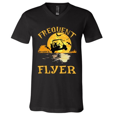 Frequent Flyer Fairway Golf Witch Vintage Halloween Costume V-Neck T-Shirt