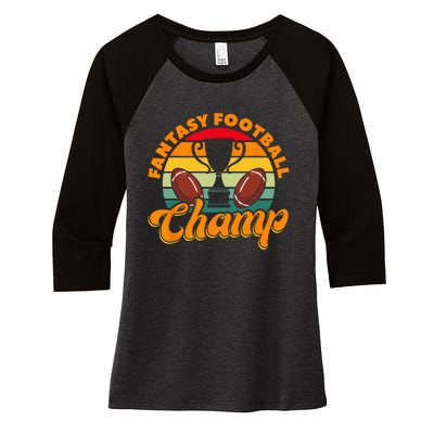 Football Fantasy Football Champ Fantasy Football Player Women's Tri-Blend 3/4-Sleeve Raglan Shirt