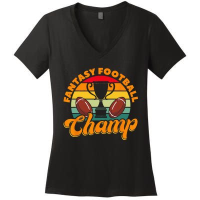 Football Fantasy Football Champ Fantasy Football Player Women's V-Neck T-Shirt