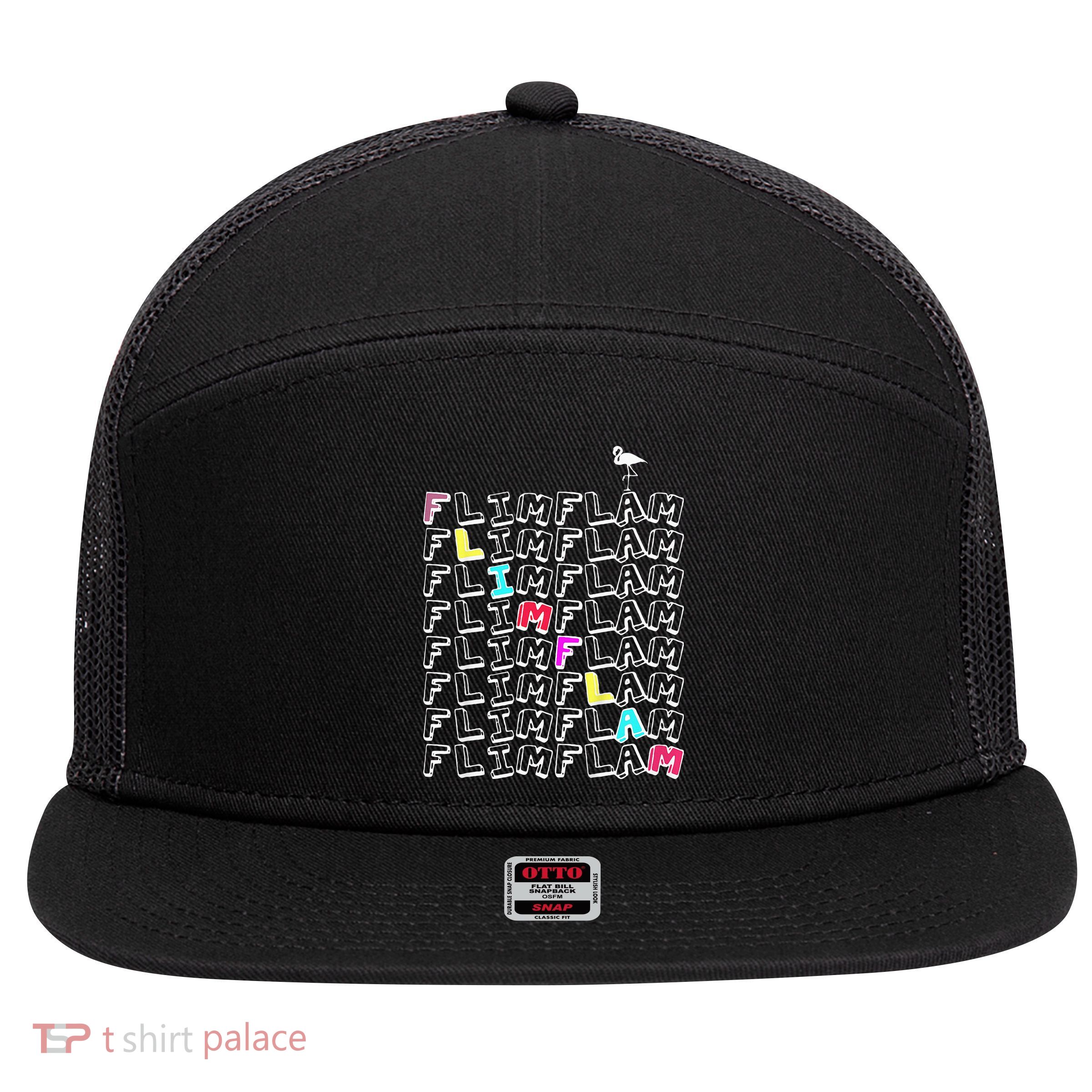 Flim Flam  Funny Flamingo  Gift  7 Panel Mesh Trucker Snapback Hat