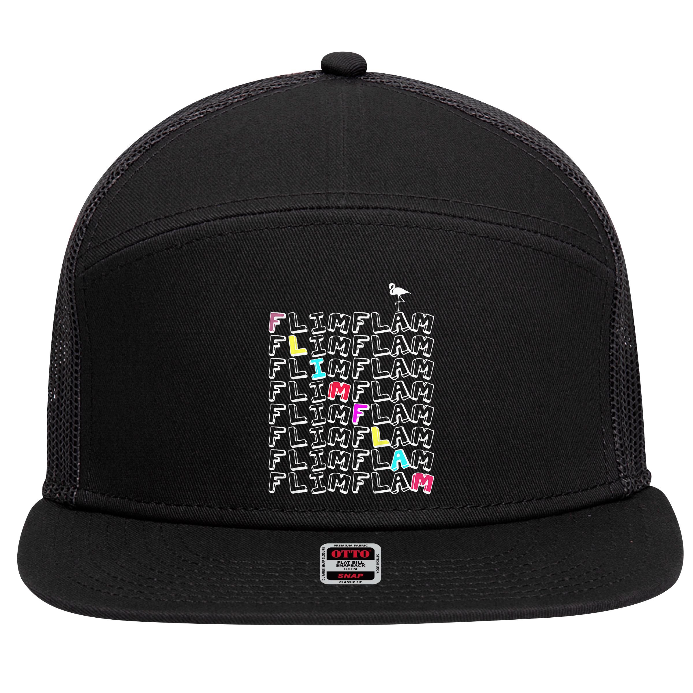 Flim Flam  Funny Flamingo  Gift  7 Panel Mesh Trucker Snapback Hat