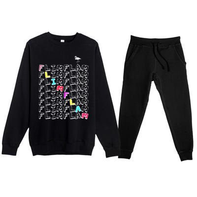 Flim Flam  Funny Flamingo  Gift  Premium Crewneck Sweatsuit Set