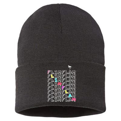 Flim Flam  Funny Flamingo  Gift  Sustainable Knit Beanie