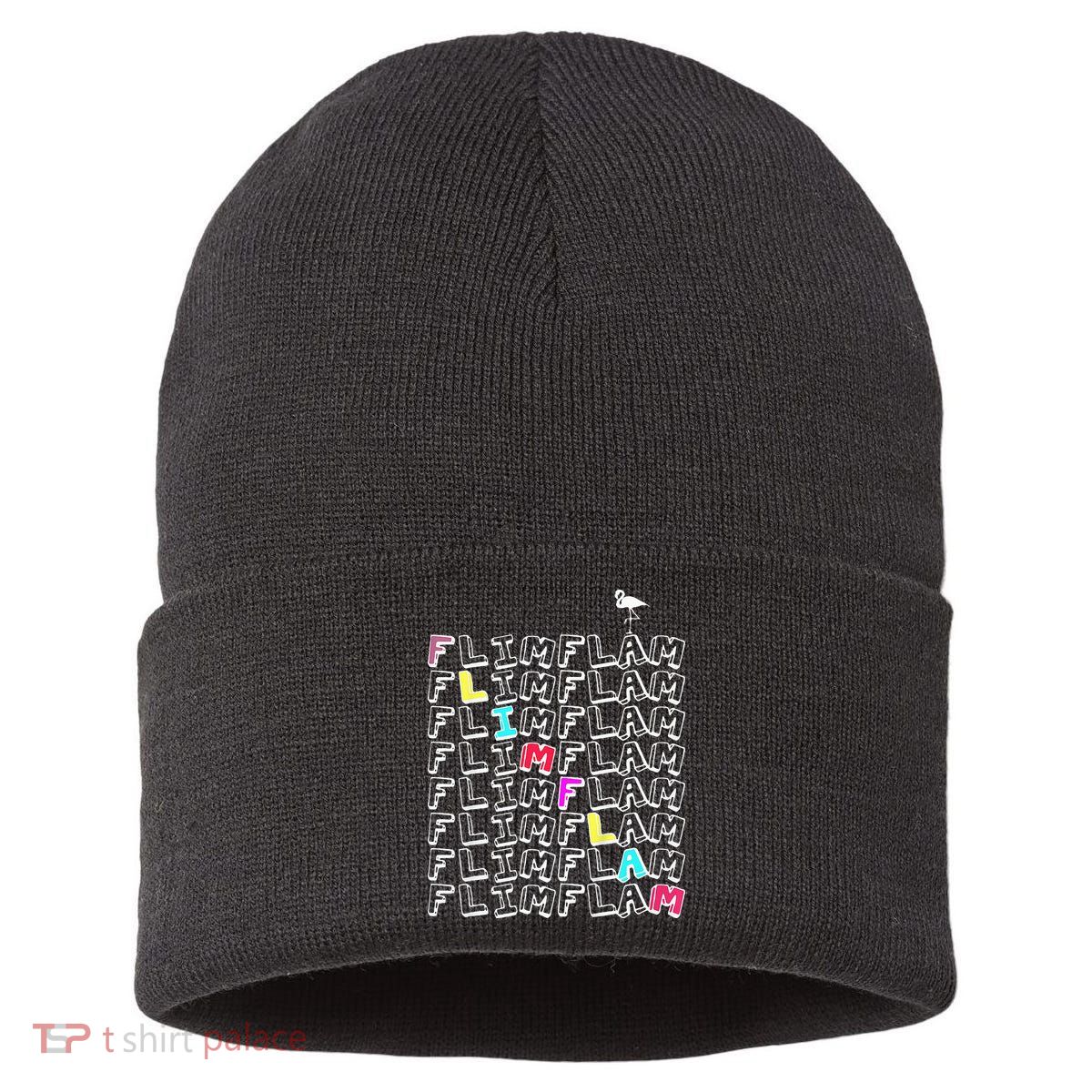 Flim Flam  Funny Flamingo  Gift  Sustainable Knit Beanie