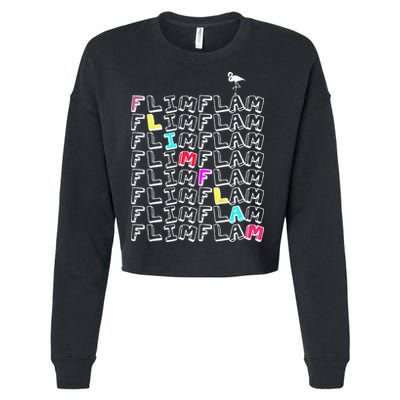 Flim Flam  Funny Flamingo  Gift  Cropped Pullover Crew