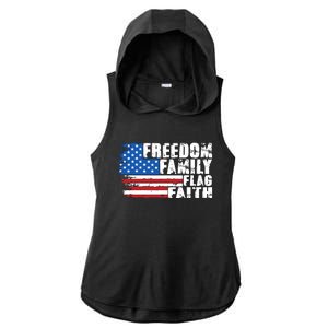 Freedom Family Flag Faith Ladies PosiCharge Tri-Blend Wicking Draft Hoodie Tank