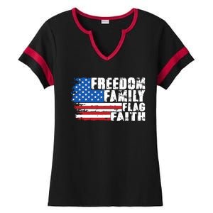 Freedom Family Flag Faith Ladies Halftime Notch Neck Tee