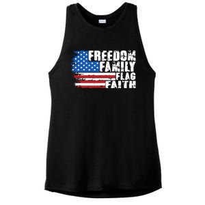 Freedom Family Flag Faith Ladies PosiCharge Tri-Blend Wicking Tank