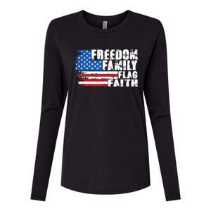 Freedom Family Flag Faith Womens Cotton Relaxed Long Sleeve T-Shirt