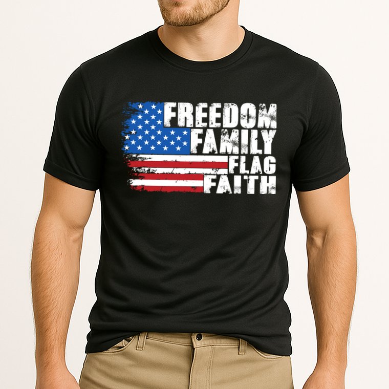 Freedom Family Flag Faith Cooling Performance Crew T-Shirt