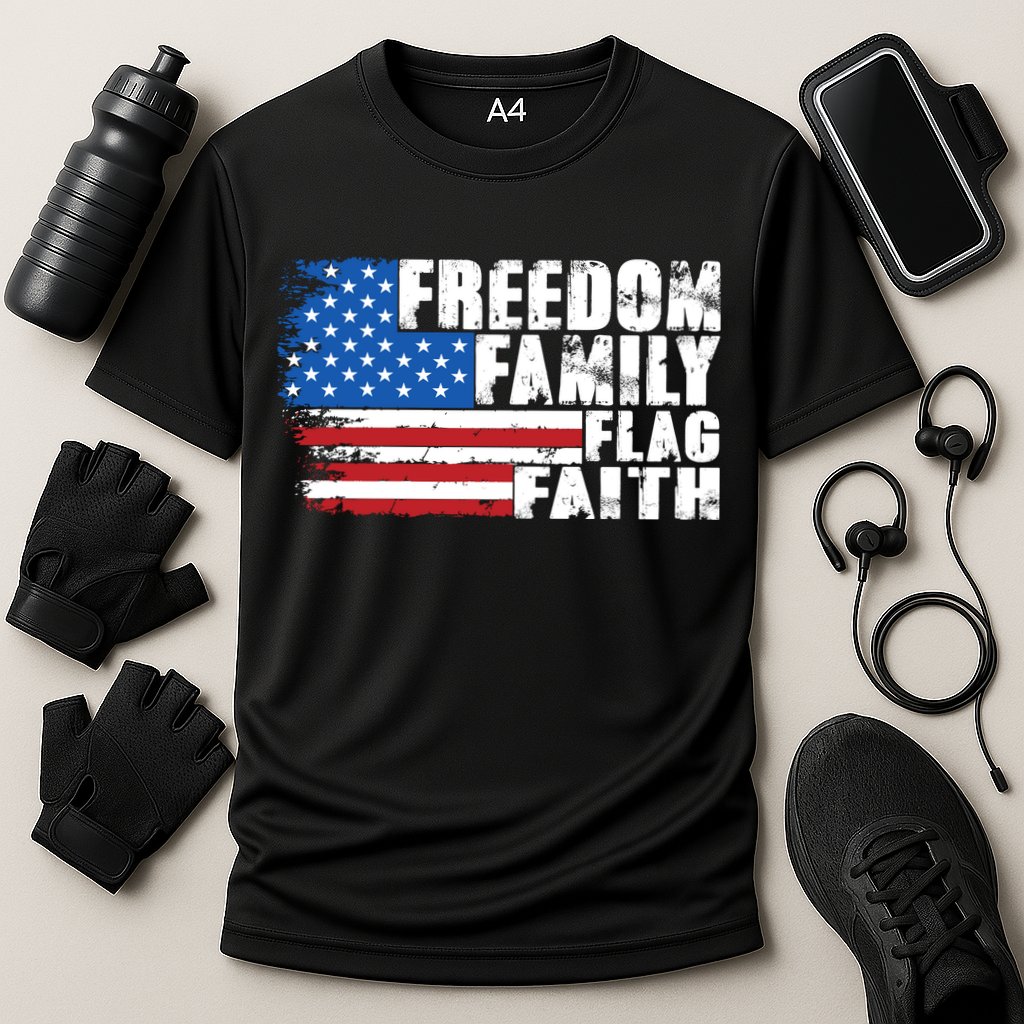 Freedom Family Flag Faith Cooling Performance Crew T-Shirt