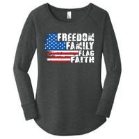 Freedom Family Flag Faith Women's Perfect Tri Tunic Long Sleeve Shirt