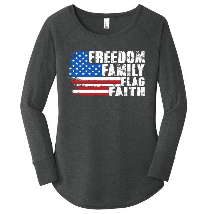 Freedom Family Flag Faith Women's Perfect Tri Tunic Long Sleeve Shirt