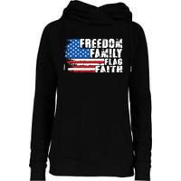 Freedom Family Flag Faith Womens Funnel Neck Pullover Hood