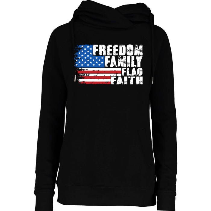 Freedom Family Flag Faith Womens Funnel Neck Pullover Hood