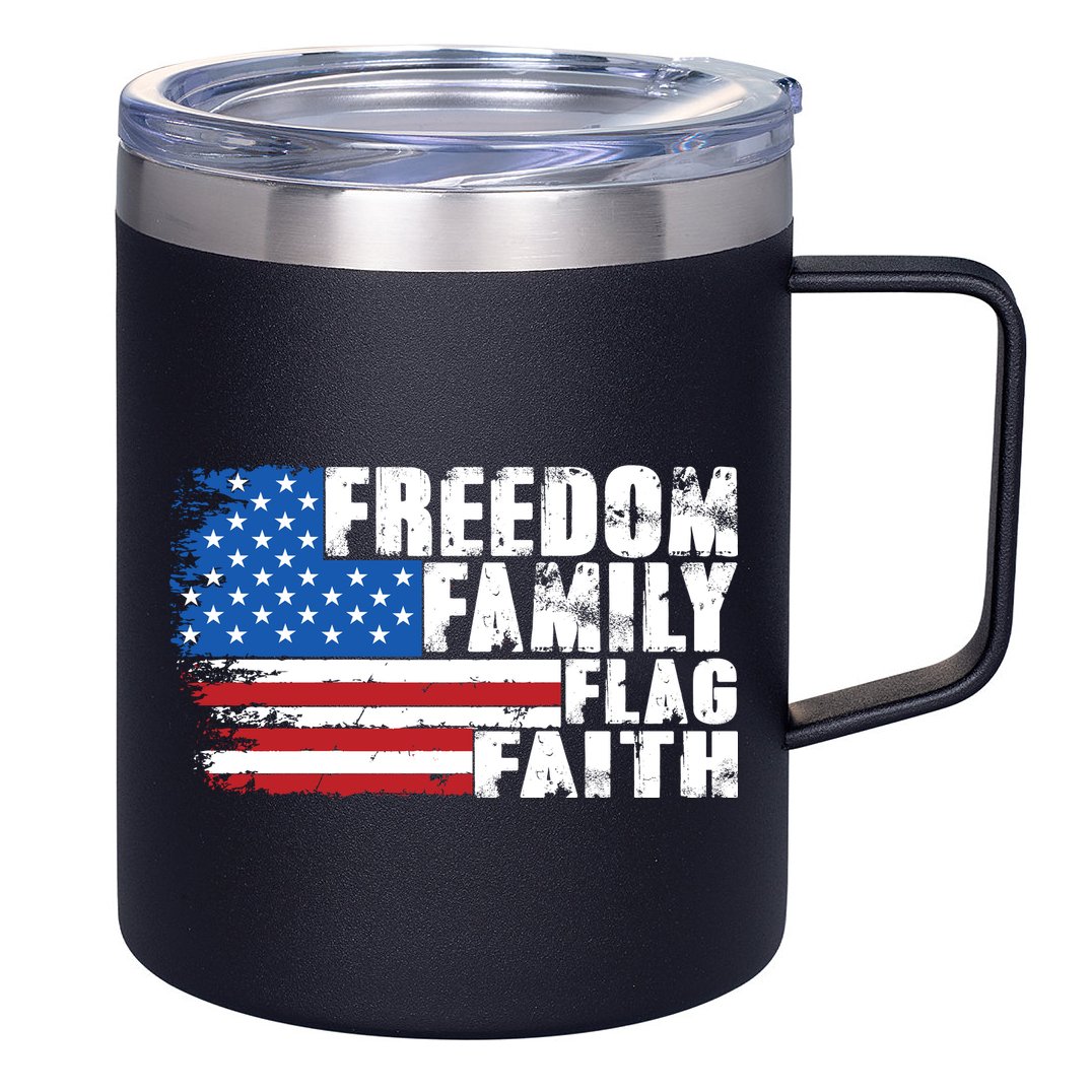 Freedom Family Flag Faith 12oz Stainless Steel Coffee Mug